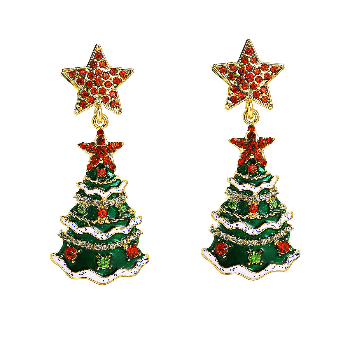 Wholesale Earrings Alloy Christmas Tree Cute JWE-ES-JUYAO014