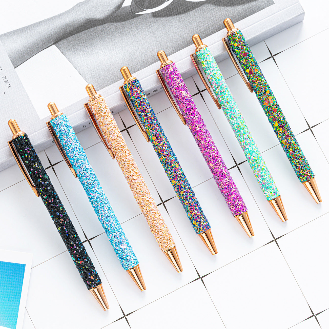 Wholesale Ballpoint Pen Metal Multicolor Sequin Press JWE-BP-Huah098