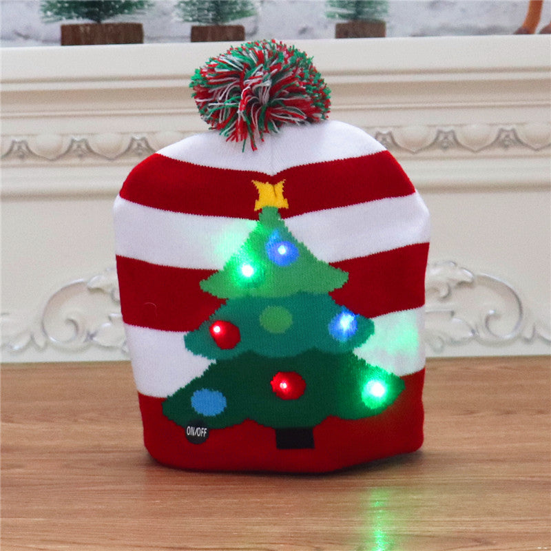 Wholesale Hat Christmas Decoration Adult Kids Knitted Glow JWE-FH-JinH001