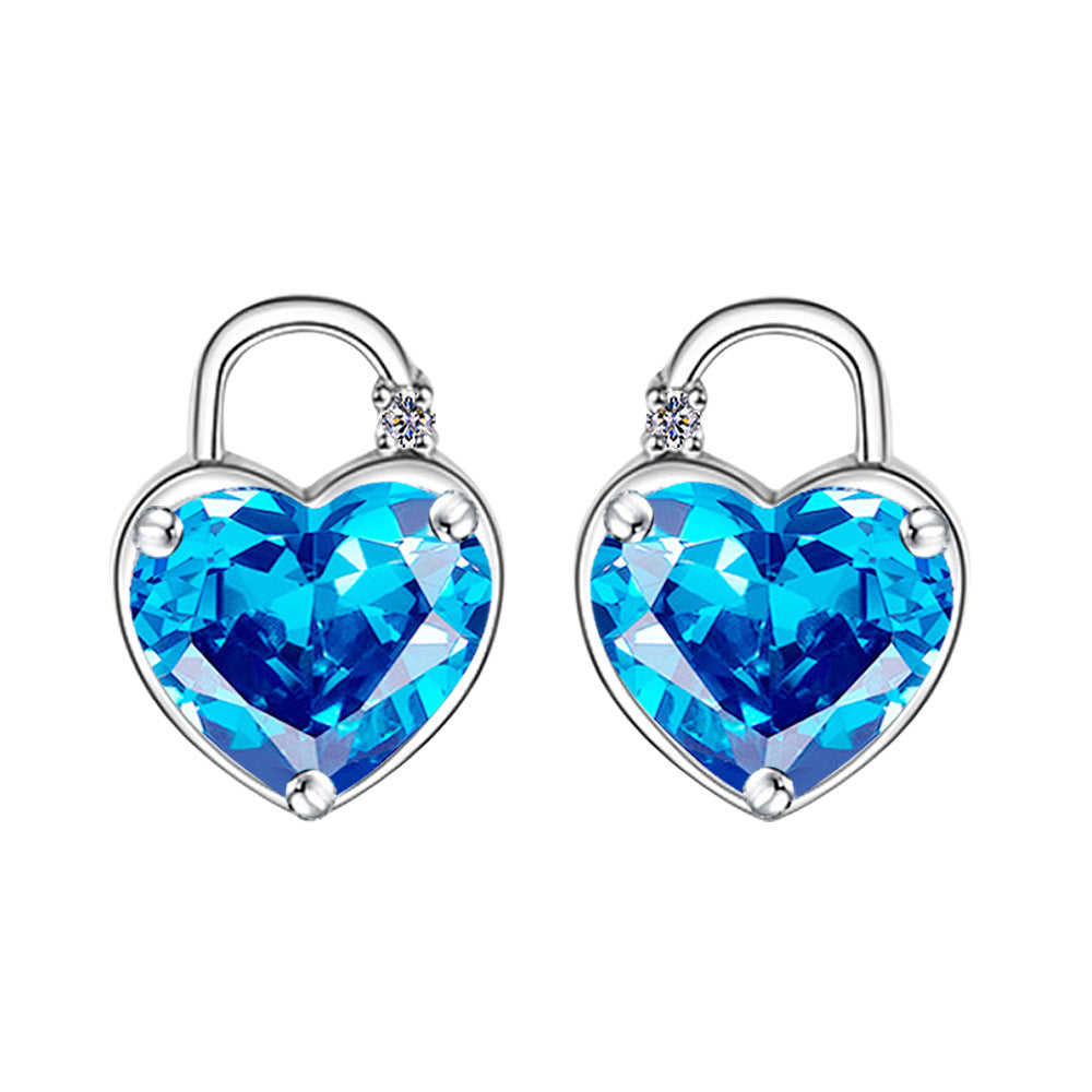 Wholesale Earrings Copper Blue Zircon Love Lock JWE-ES-WeiH028