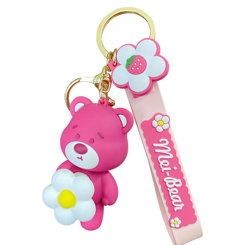 Wholesale Keychain PVC Cartoon Fun Strawberry Bear MOQ≥2 JWE-KC-Yaoyun019