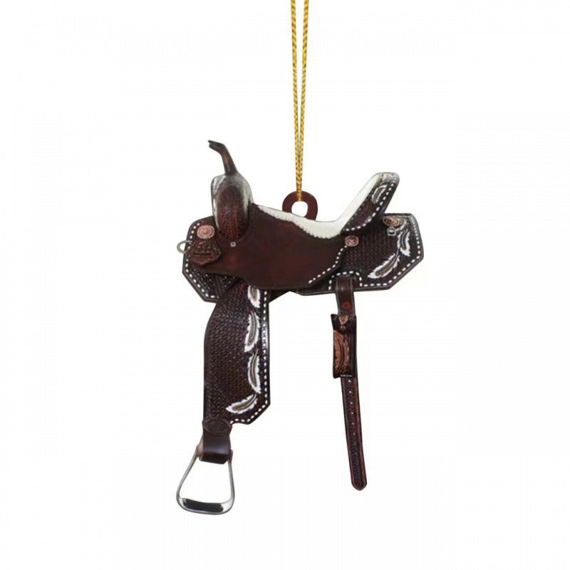 Wholesale Car Accessories Western Cowboy Saddle Ornament Christmas Tree Acrylic Pendant MOQ≥2 JWE-CA-YuX001