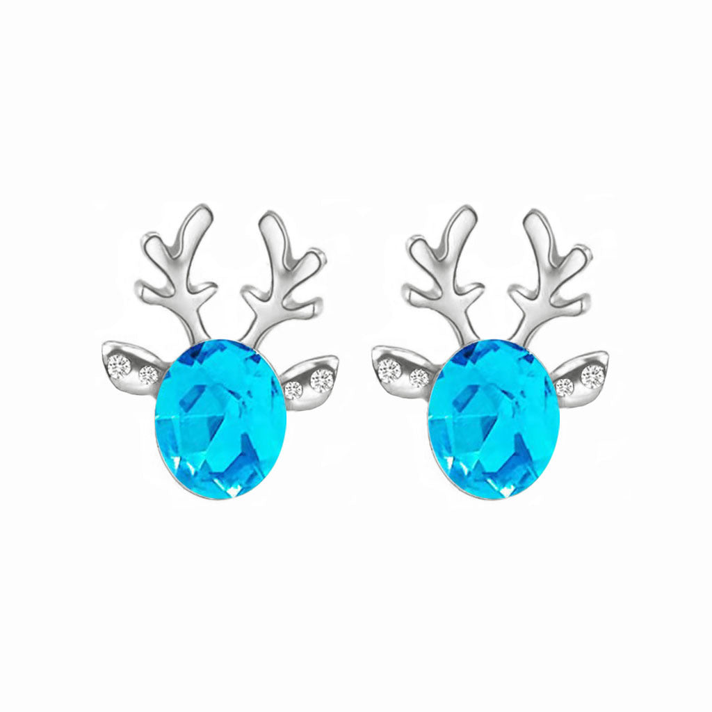 Wholesale Earrings Alloy Christmas Elk Stereo Antlers Crystal Gemstones JWE-ES-LongX002
