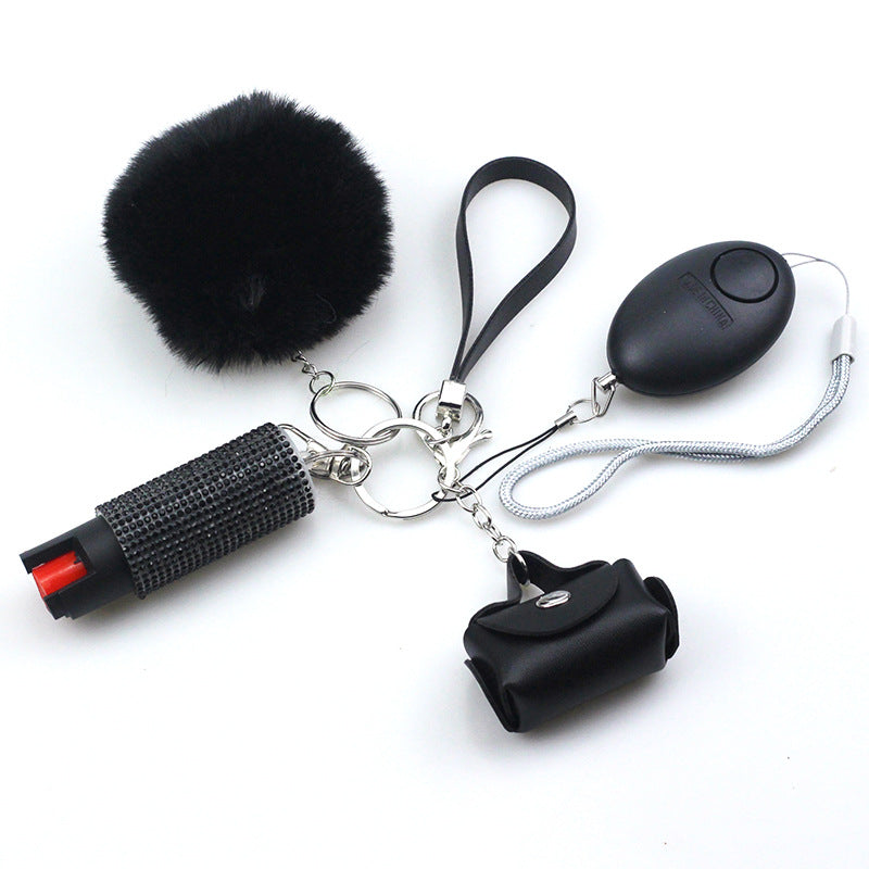 Wholesale Leather Ladies Bag Keychain Hair Pom 4 Pieces Set MOQ≥2 JWE-KC-ChaoH057