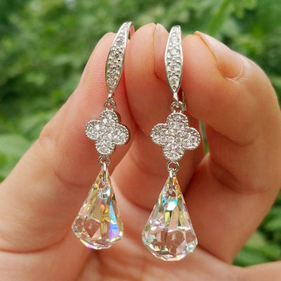 Wholesale Earrings Artificial Crystal Micro Setting Zircon Super Flashing Diamonds JWE-ES-FanMeng004