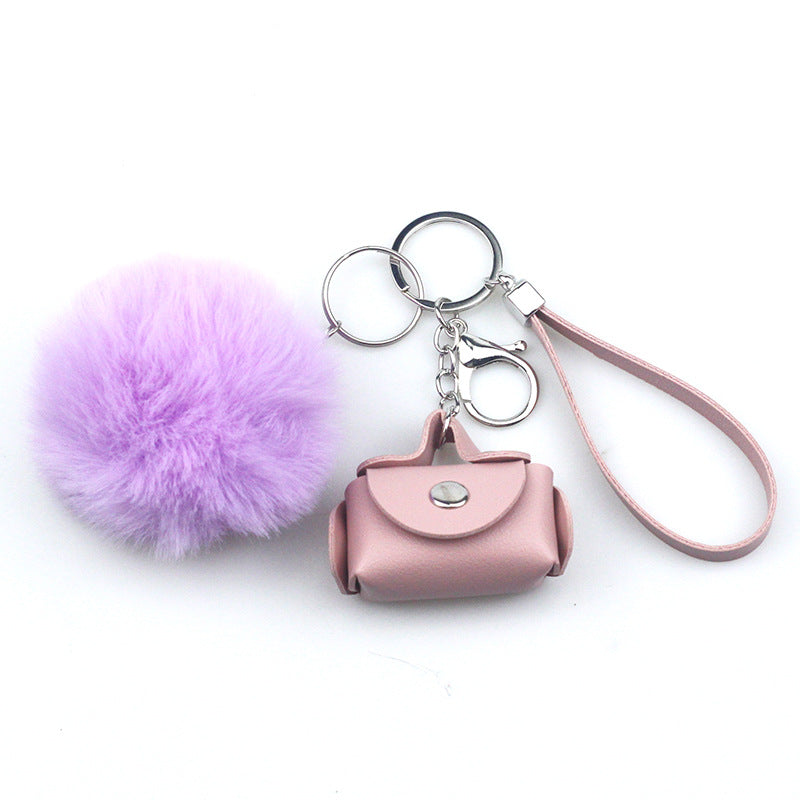 Wholesale Keychains Hairball Leather Bag 2pcs MOQ≥2 JWE-KC-ChaoH060