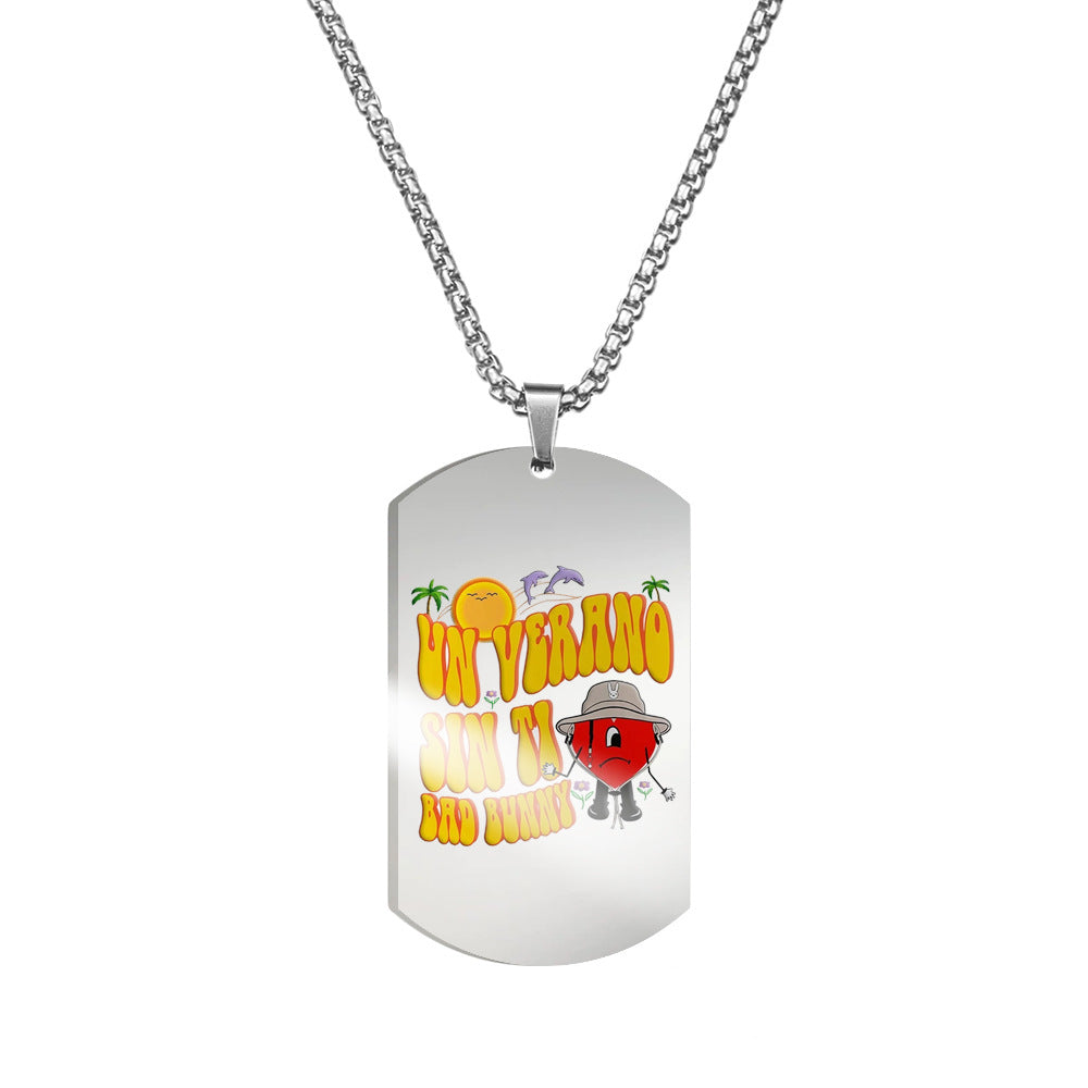 Wholesale Necklace Stainless Steel Color Print Military Brand MOQ≥2 (F) JWE-NE-HuanYu005