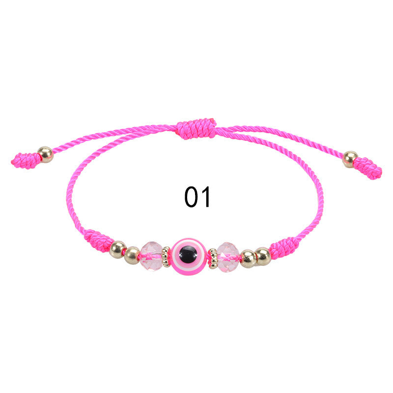 Wholesale Beaded Crystal Devil's Eye Adjustable Braided Bracelet MOQ≥2 JWE-BT-Yiye027