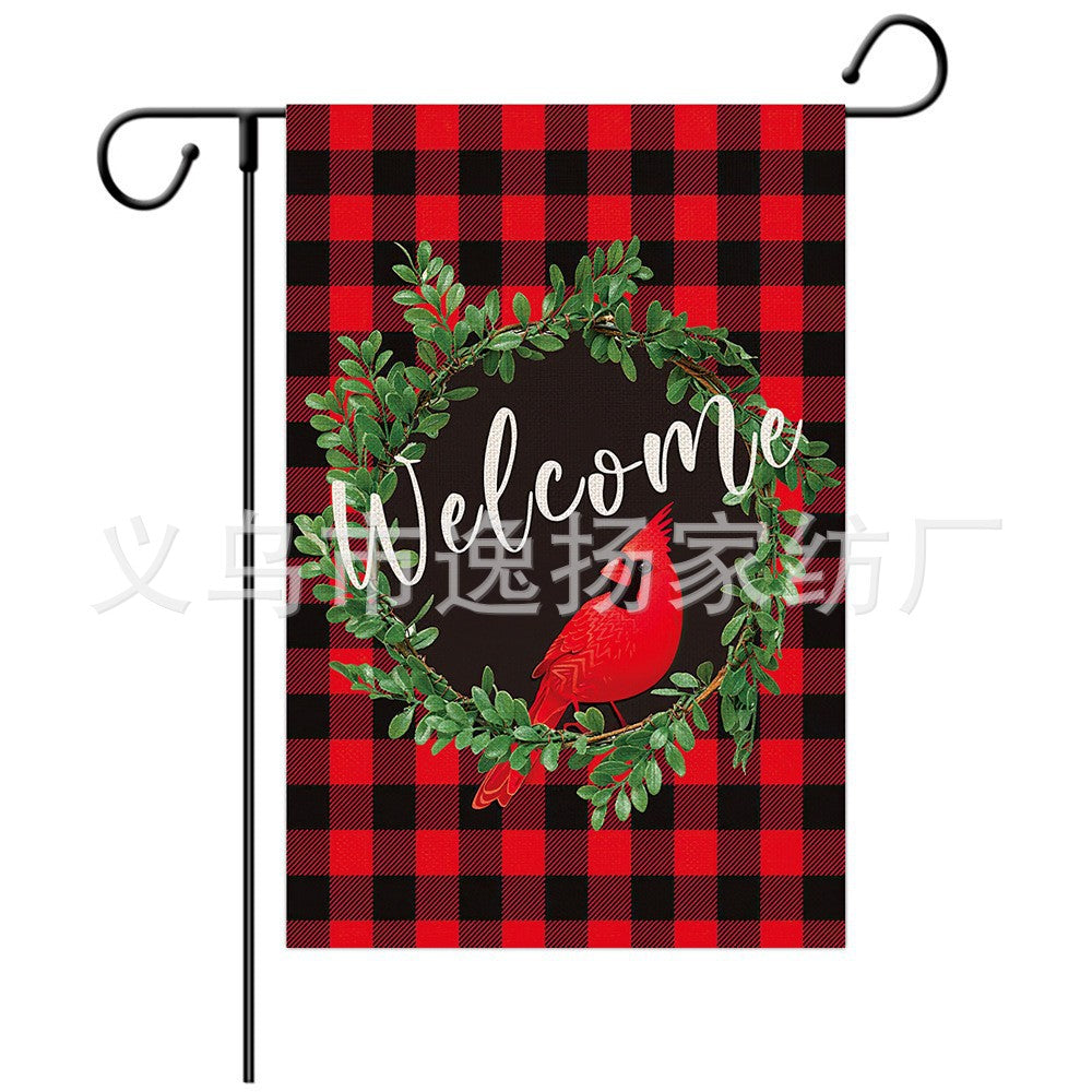 Wholesale Decorative Christmas Linen Garden Flag Festive Decoration Double Sided Printing JWE-DCN-Yiyang002