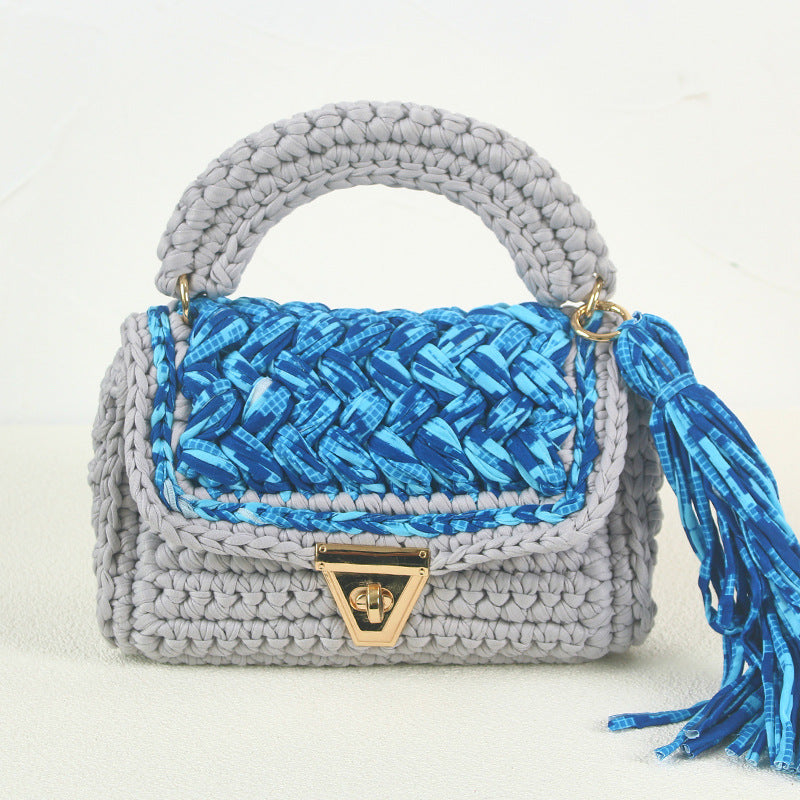 Wholesale Handbag Cotton Thread Hand Woven Small Square Bag Tassel MOQ≥3 JWE-HB-Xianju002