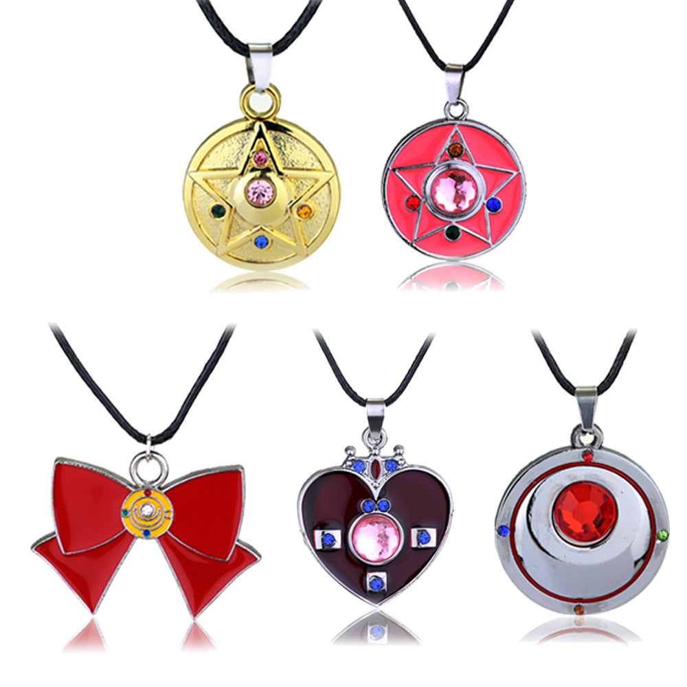 Wholesale Necklace Alloy Anime Magic Scepter Heart Shaped Key Keychains Set MOQ≥2 JWE-NE-ZhuoX007