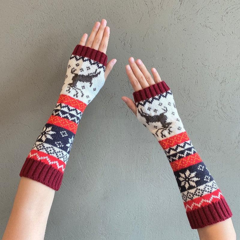 Wholesale Gloves Knitted Christmas Deer Fingerless JWE-GS-BoY003