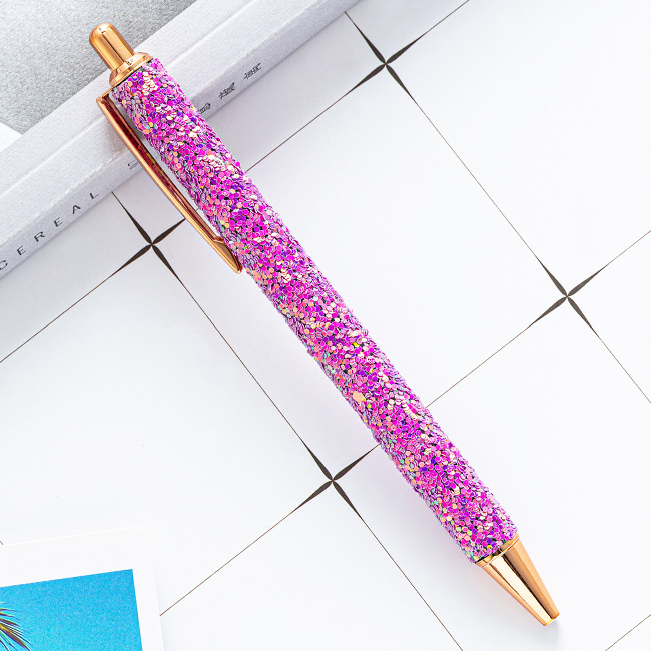 Wholesale Ballpoint Pen Metal Multicolor Sequin Press JWE-BP-Huah098