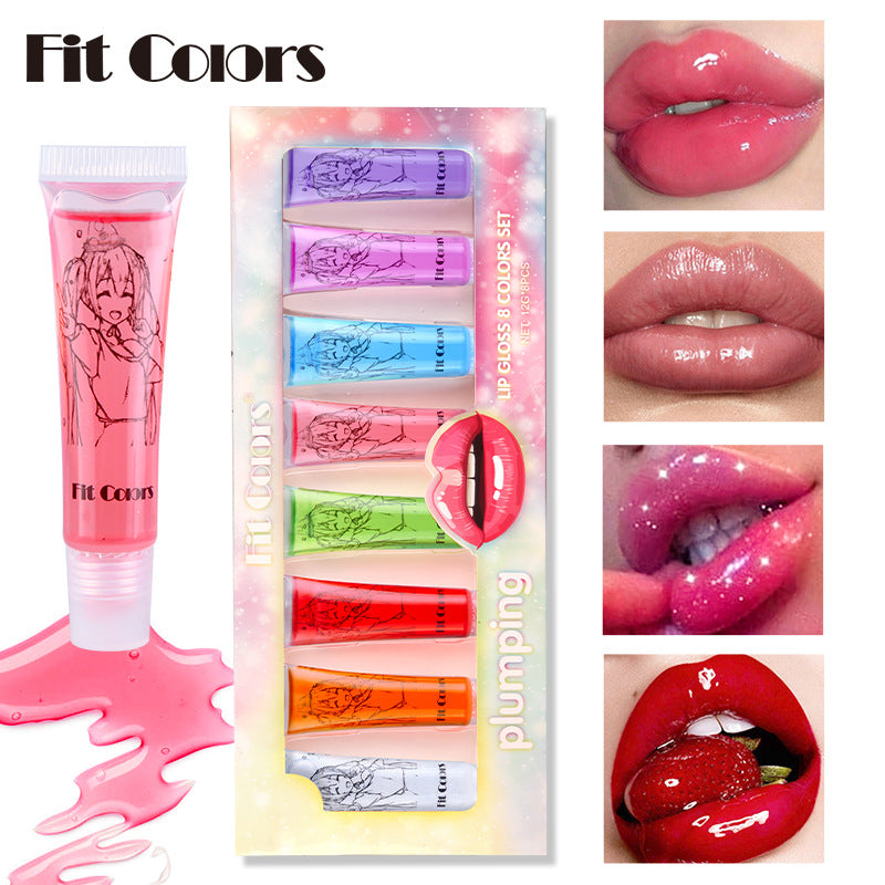 Wholesale Fit Colors 8 Color Lip Honey Lip Oil Sleeve Box Natural Moisturizing Peppermint Big Mouth MOQ≥3 JWE-MK-feit001