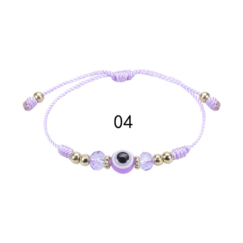 Wholesale Beaded Crystal Devil's Eye Adjustable Braided Bracelet MOQ≥2 JWE-BT-Yiye027