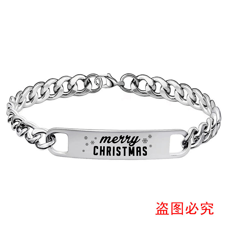 Wholesale Bracelet Stainless Steel Lettering Christmas Gift JWE-BT-GangG018