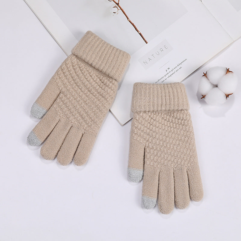Wholesale Gloves Imitation Cashmere Solid Color Warm Touch Screen MOQ≥2 JWE-GS-ZhongR001