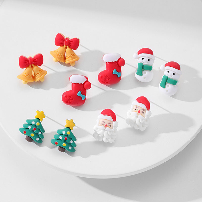 Wholesale Earrings Resin Christmas Cute Cartoon JWE-ES-GuTe002