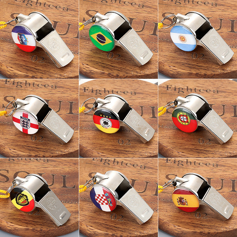 Wholesale Key Chain World Cup Metal Whistle Soccer Souvenirs JWE-KC-QHY001