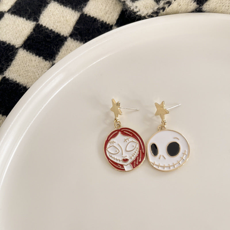 Wholesale Earrings Alloy Halloween Skull Ghost Stud Earrings Ear Clips JWE-ES-Tql015