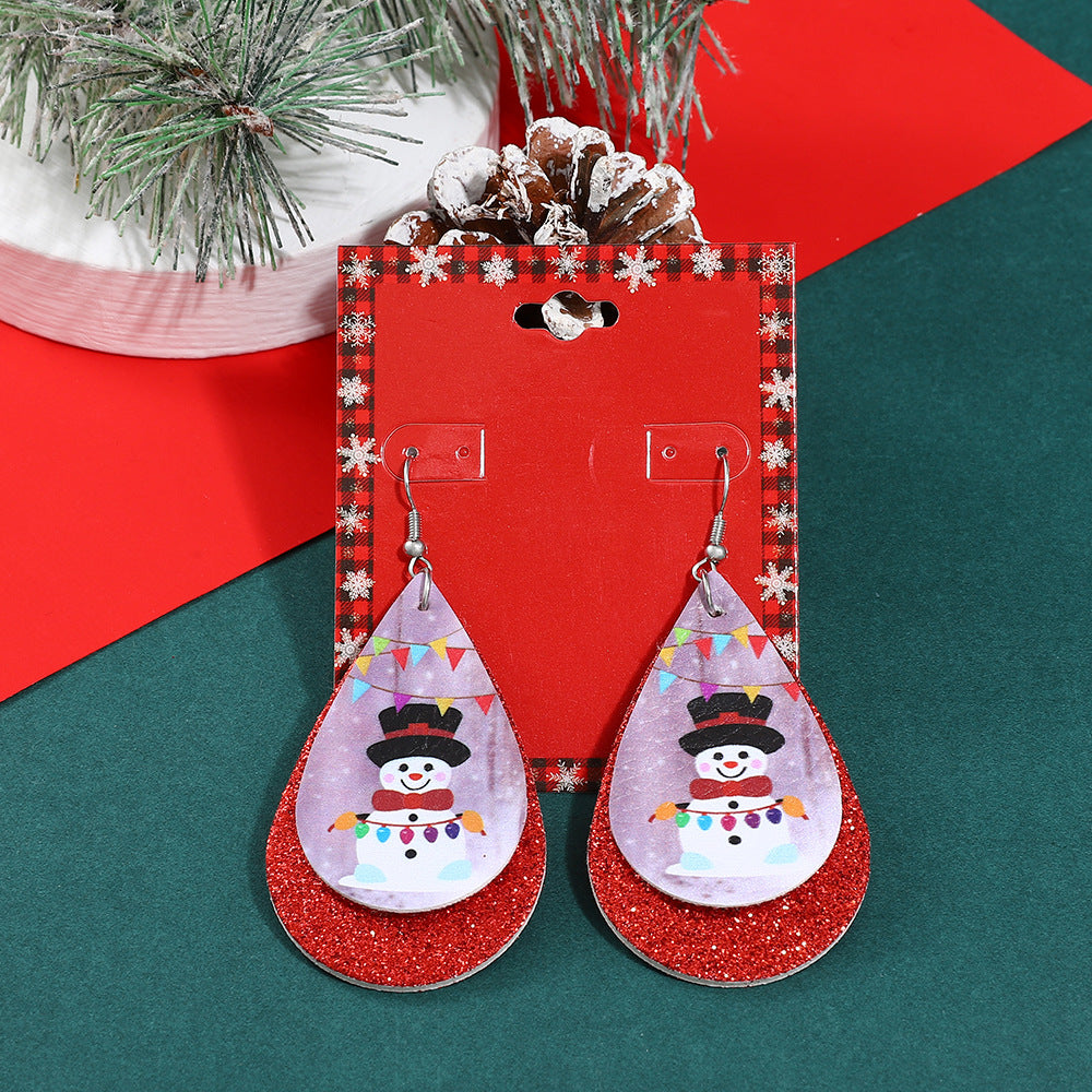 Wholesale Earrings Alloy Christmas Exaggerated Big Snowflake Colorful Bells Snowman JWE-ES-A546