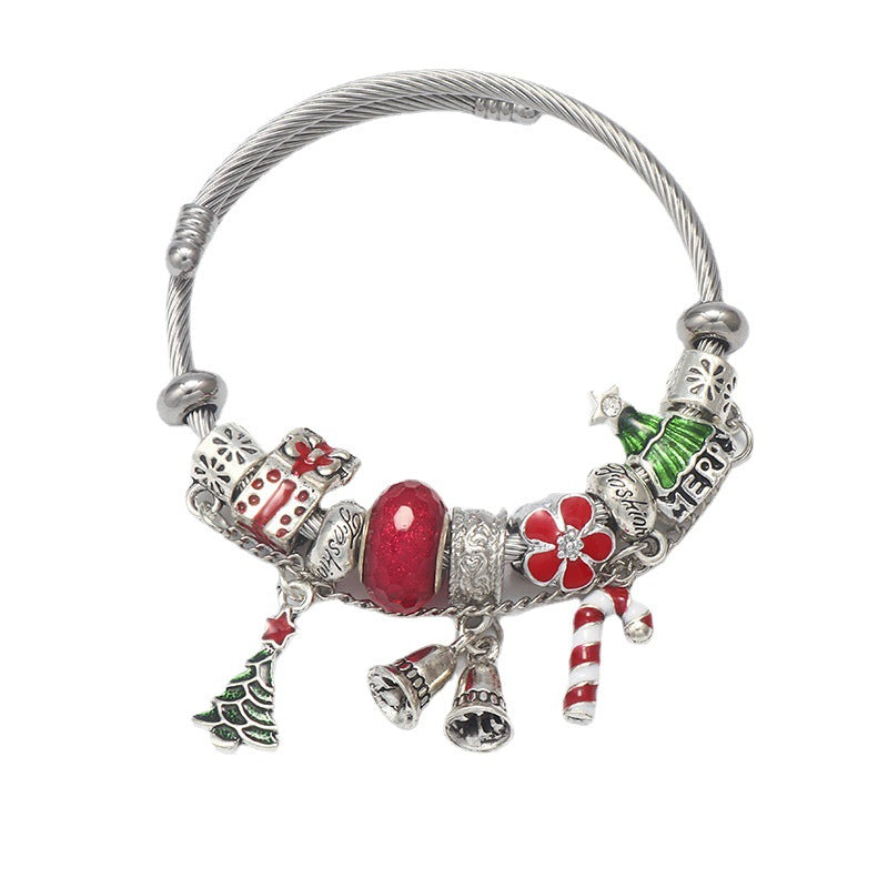 Wholesale Bracelet Copper Christmas Accessories Beaded Pendant MOQ≥3 JWE-BT-SLN001