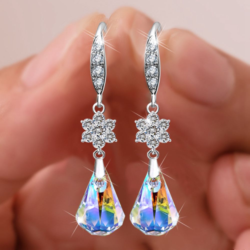 Wholesale Earrings Artificial Crystal Micro Setting Zircon Super Flashing Diamonds JWE-ES-FanMeng004