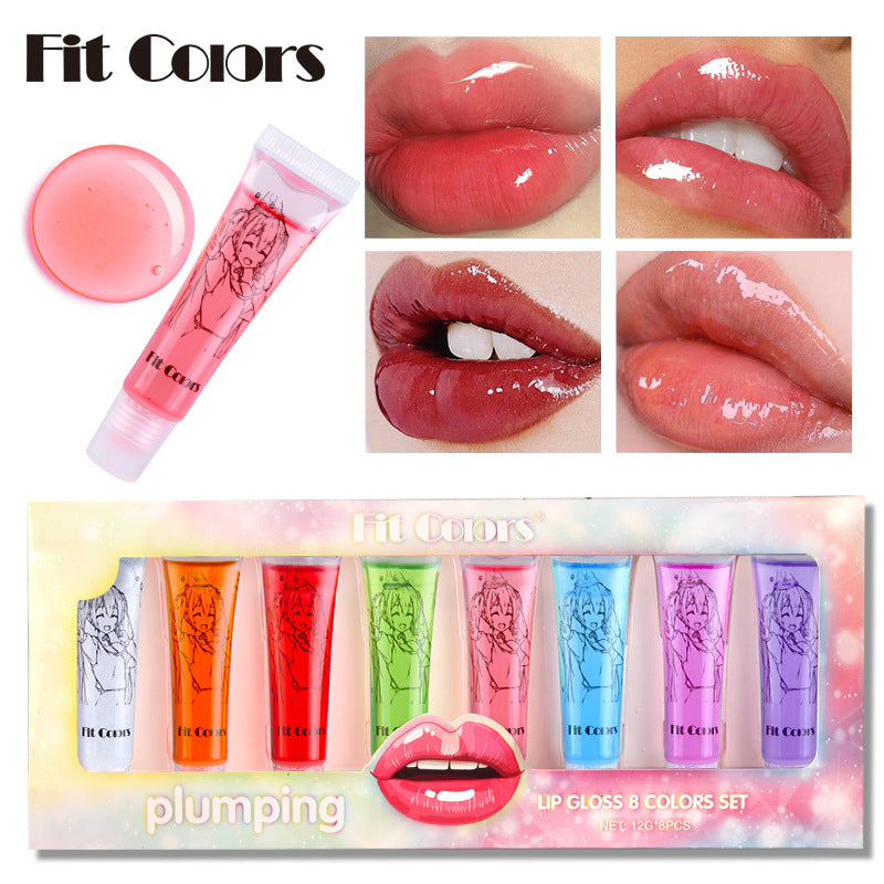 Wholesale Fit Colors 8 Color Lip Honey Lip Oil Sleeve Box Natural Moisturizing Peppermint Big Mouth MOQ≥3 JWE-MK-feit001