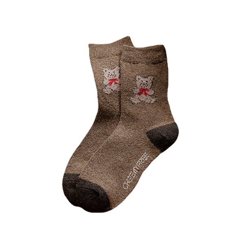 Wholesale Sock Wool Mid-Cylinder Breathable Sweat-absorbent Bear Twist Winter Warmth JWE-SK-KeSS004