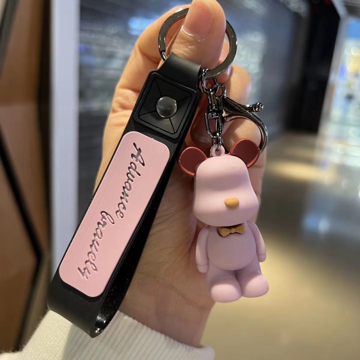Wholesale Keychain Silicone Cute Bow Tie Glass Bear MOQ≥10 (F) JWE-KC-JuM004