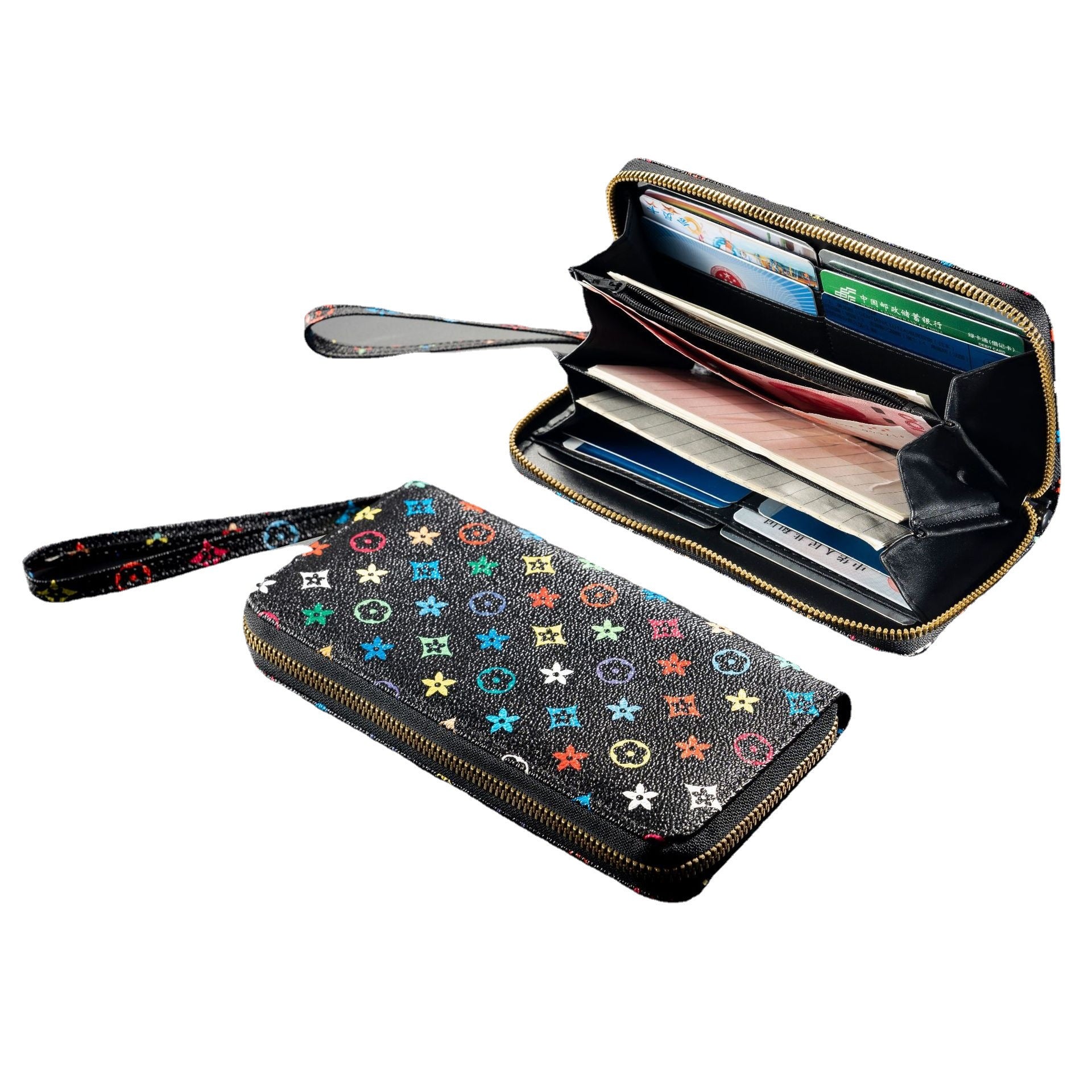 Wholesale Wallet PU Leather Printed Large Capacity Zipper (F) MOQ≥3 JWE-WT-SMS003