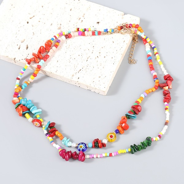 Wholesale alloy colored resin turquoise necklaces JWE-NE-JL150