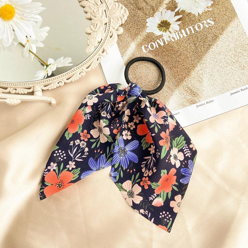 Wholesale blue creative retro French romantic small floral pure color hair rope JWE-HS-F312