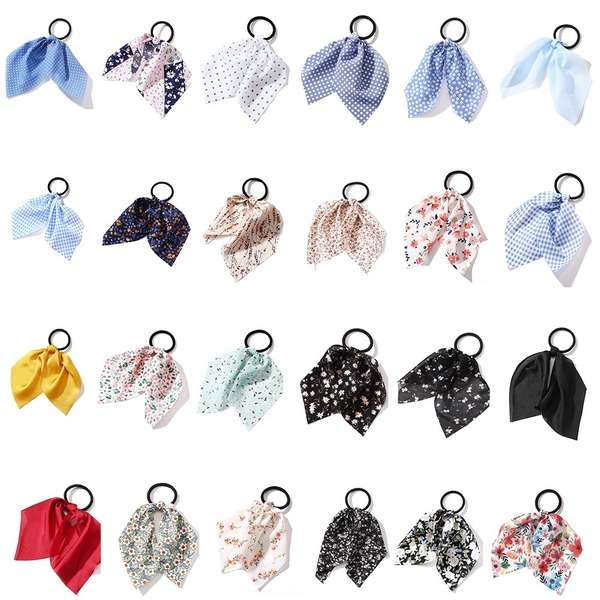 Wholesale blue creative retro French romantic small floral pure color hair rope JWE-HS-F312