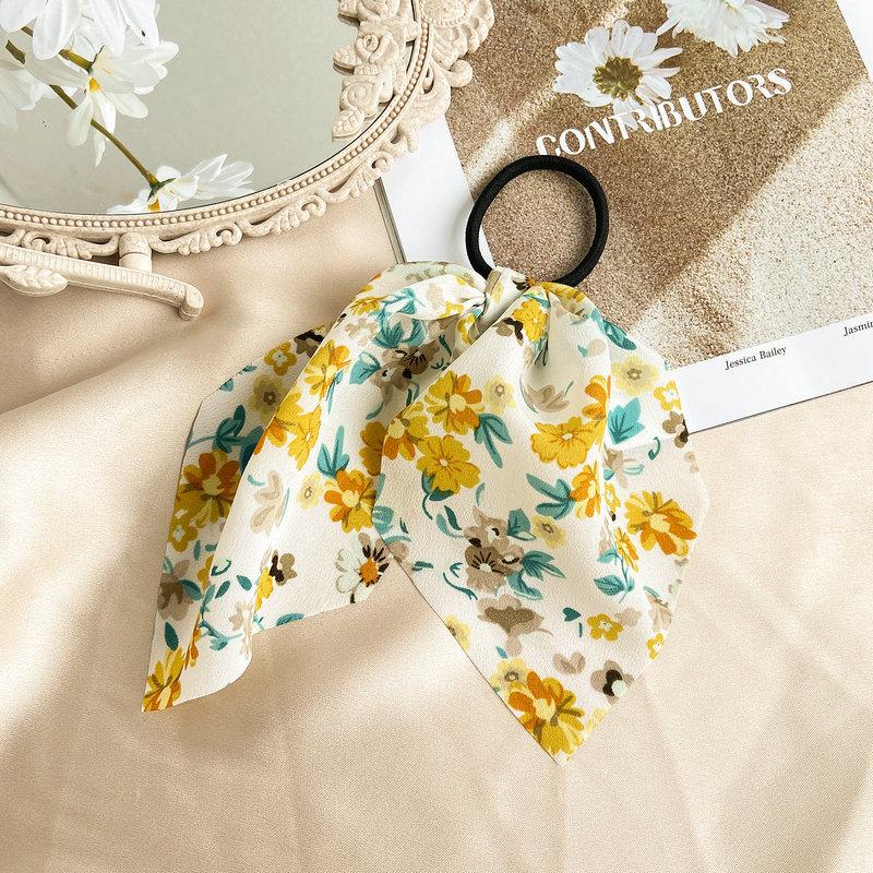 Wholesale blue creative retro French romantic small floral pure color hair rope JWE-HS-F312