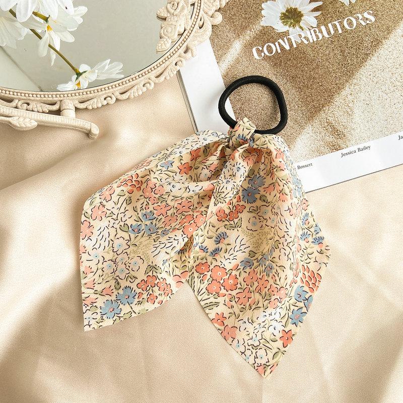 Wholesale blue creative retro French romantic small floral pure color hair rope JWE-HS-F312