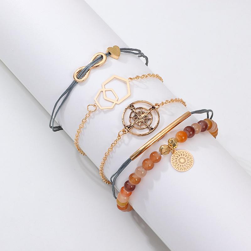 Wholesale Bracelet color alloy acrylic bead compass love JWE-BT-e088