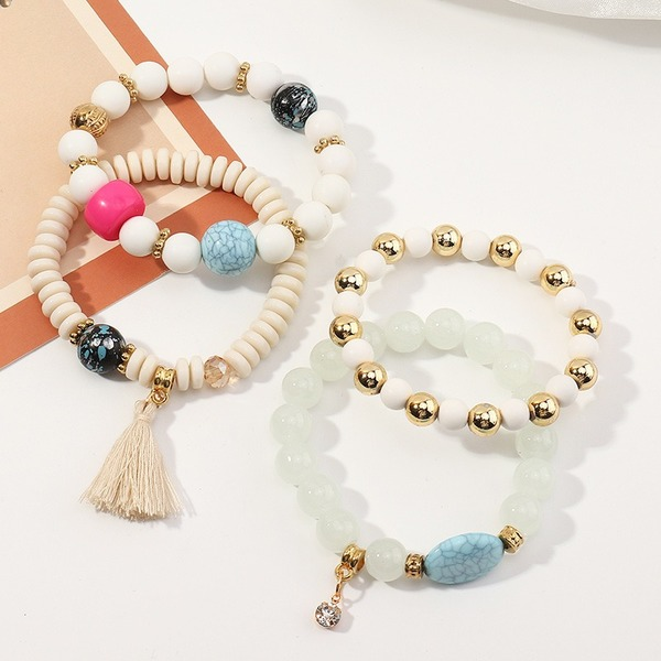 Wholesale bracelet color alloy turquoise tassel beads JWE-BT-e0118