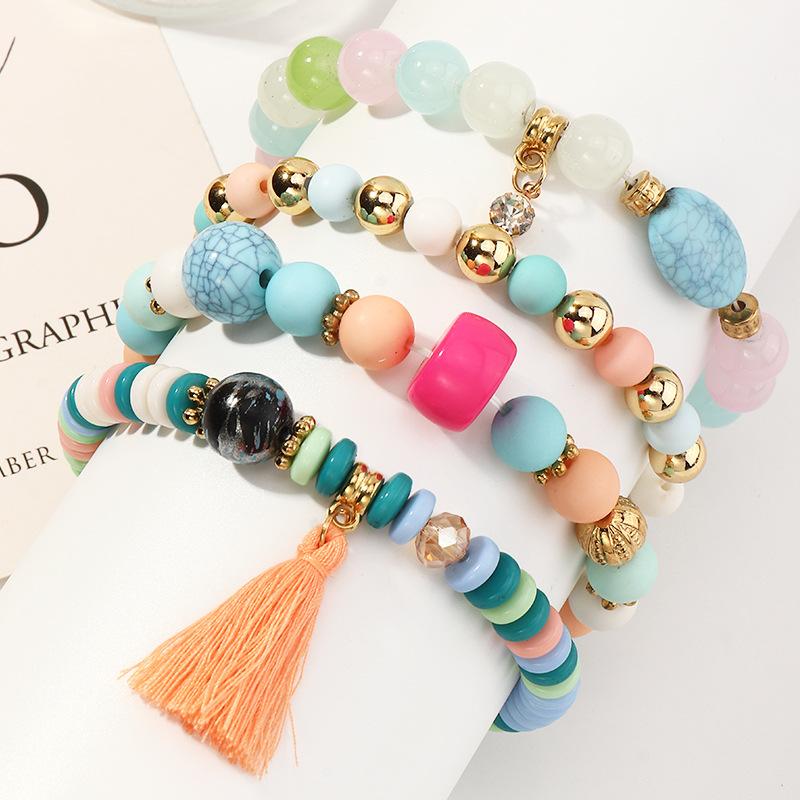 Wholesale bracelet color alloy turquoise tassel beads JWE-BT-e0118