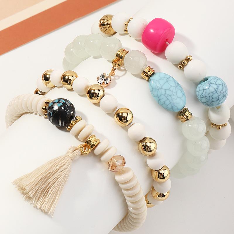 Wholesale bracelet color alloy turquoise tassel beads JWE-BT-e0118