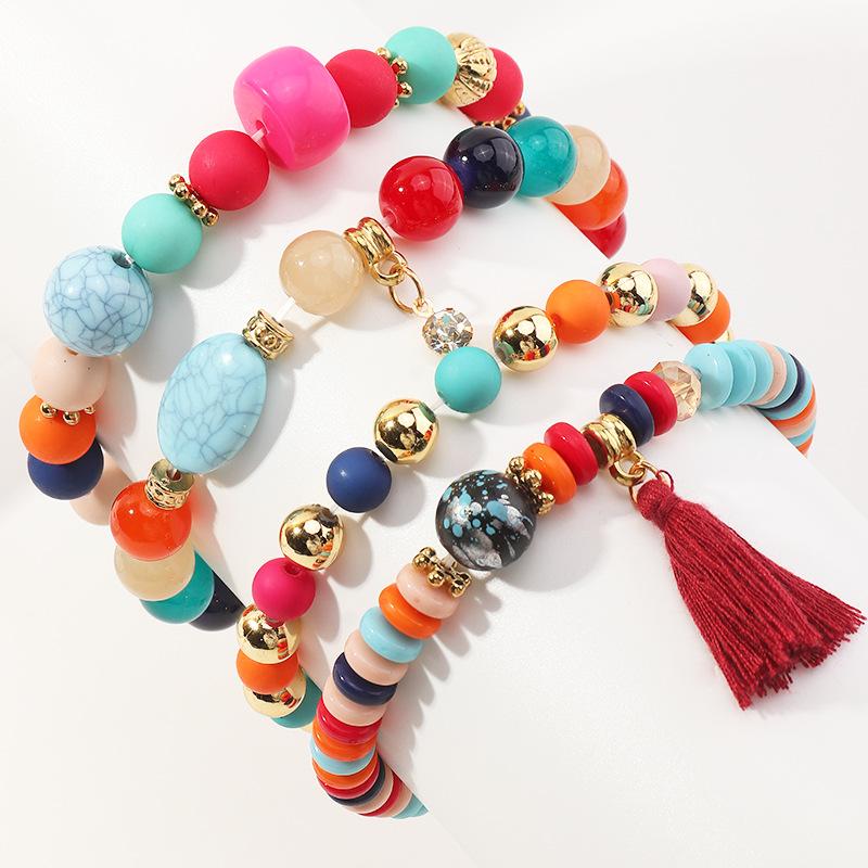Wholesale bracelet color alloy turquoise tassel beads JWE-BT-e0118