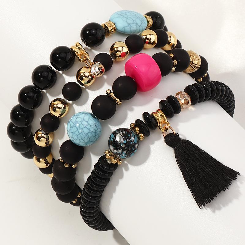 Wholesale bracelet color alloy turquoise tassel beads JWE-BT-e0118