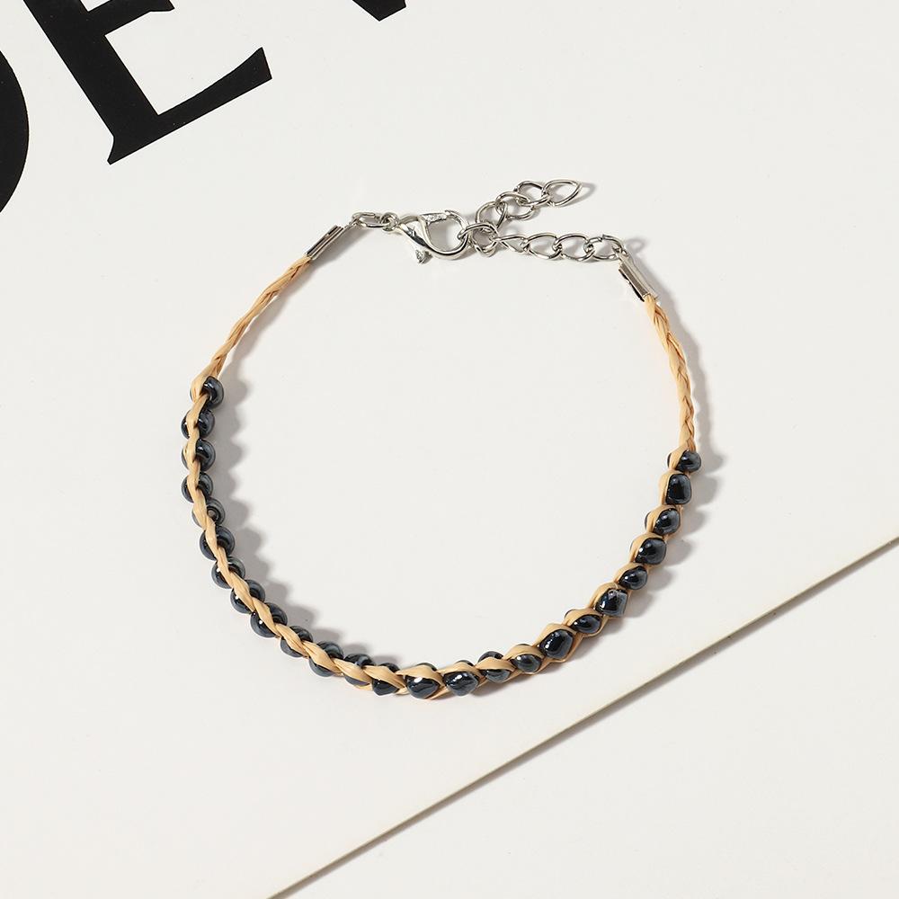 Wholesale Bracelet color rice beads Lafite grass JWE-BT-e098