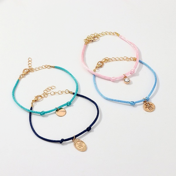 Wholesale bracelet multi-color wax rope alloy palm love JWE-BT-e081