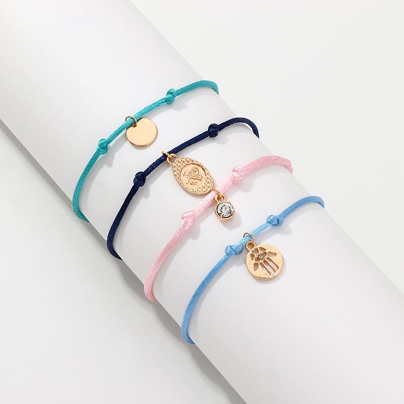 Wholesale bracelet multi-color wax rope alloy palm love JWE-BT-e081