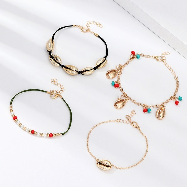 Wholesale Bracelet multicolor alloy shell rice beads JWE-BT-e065