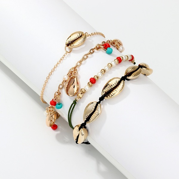 Wholesale Bracelet multicolor alloy shell rice beads JWE-BT-e065