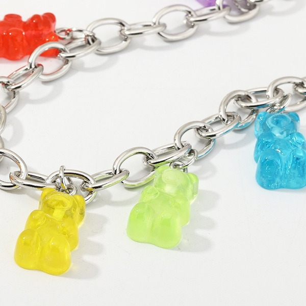Wholesale bracelet silver alloy candy-colored bear JWE-BT-e051