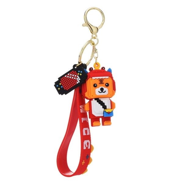 Wholesale cartoon tiger doll soft rubber keychain JWE-KC-WQK048