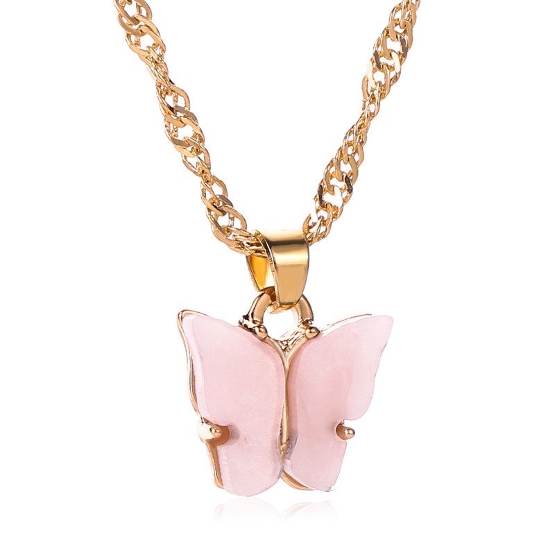 Wholesale color alloy Butterfly Necklace JWE-NE-D574